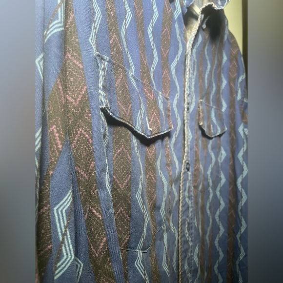 Vintage Wrangler Western zig zag button up Shirt 18 x 35 men’s USA - Picture 4 of 7